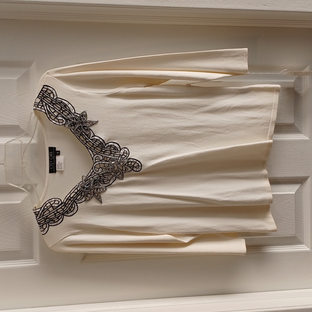 Embellished V-neck Top